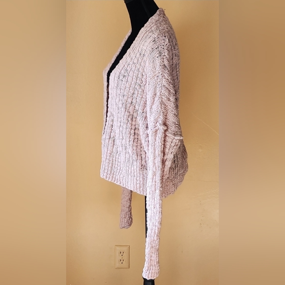 Free People Women's  Pink Oversized Large Snap Boho Cardigan Sweater - Picture 9 of 10